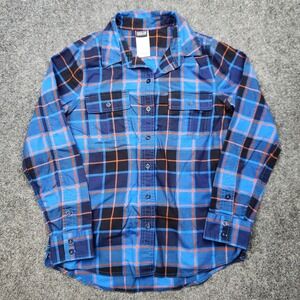 Patagonia‎ Featherstone Shirt Womens 2 Blue Plaid Organic Long Sleeve Button Up